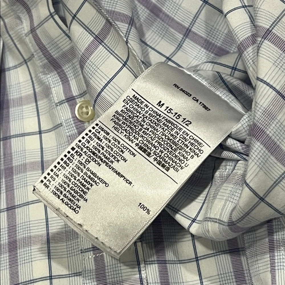 Banana Republic Men's Checkered Shirt in Lavender and White Slim Fit